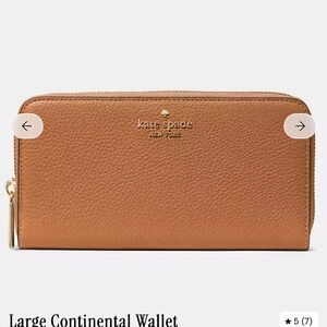 kate spade Large Continental Wallet in Cognac Brown with Gold Hardware